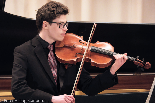 Viola Solo at Yass Music Club with ANU Cello Choir, 2022. Photo by Peter Hislop.