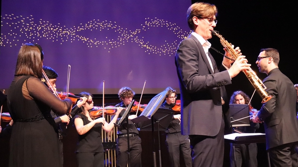 Alex Monro playing viola in the Australian Youth Orchestra's Momentum Ensemble 'Beautiful Equations' in March 2026, photo by Geraldine Cardozo